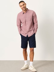 FatFace Plum Purple Stripe Long Sleeve Linen Cotton Bugle Shirt - Image 3 of 5