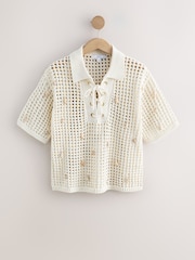 本色 - 印花棉质网眼针织系带 Polo 衫 - 图片4 / 6