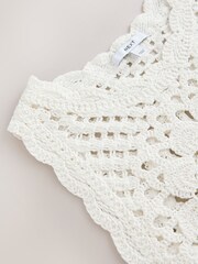 White Seahorse 100% Cotton Crochet Knitted Tank Top - Image 3 of 3