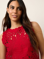 Red Boat 100% Cotton Crochet Knitted Tank Top - Image 1 of 4