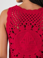 Red Boat 100% Cotton Crochet Knitted Tank Top - Image 5 of 8