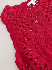 Red Boat 100% Cotton Crochet Knitted Tank Top - Image 7 of 8