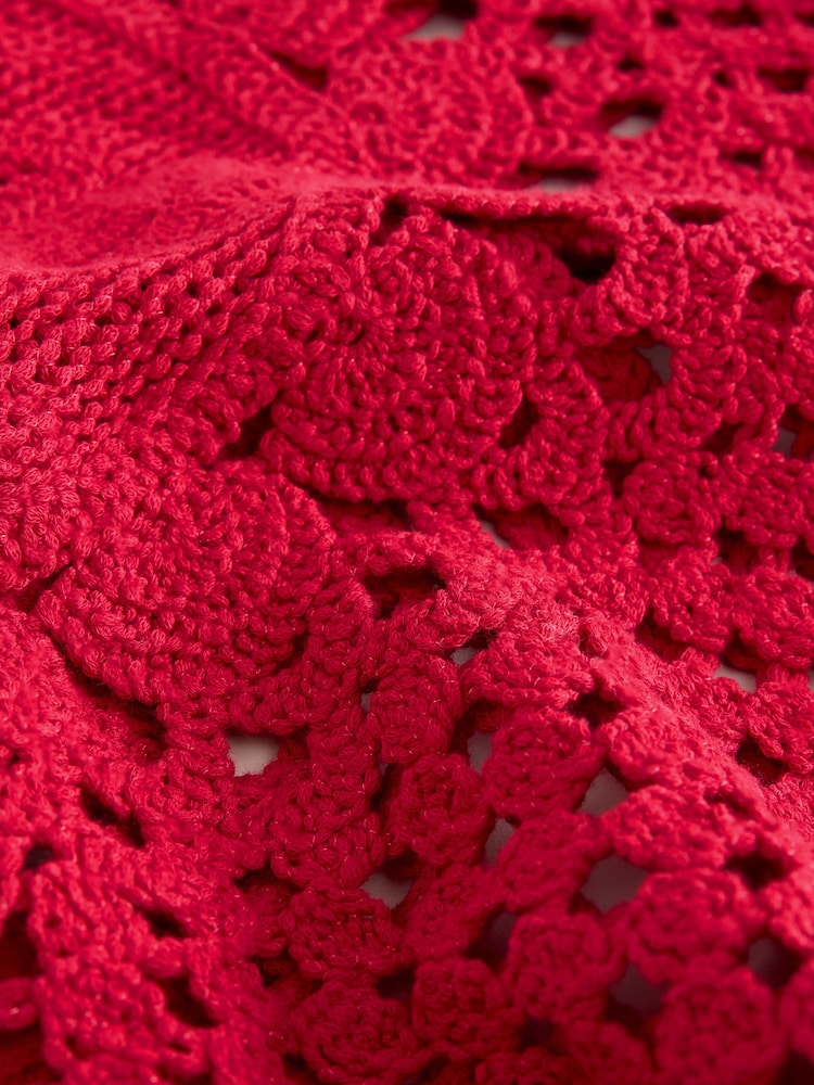 Red Boat 100% Cotton Crochet Knitted Tank Top - Image 8 of 8