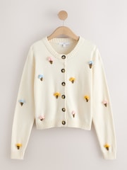 Ecru Ice Creams Cotton Crew Neck Cardigan - Image 1 of 3