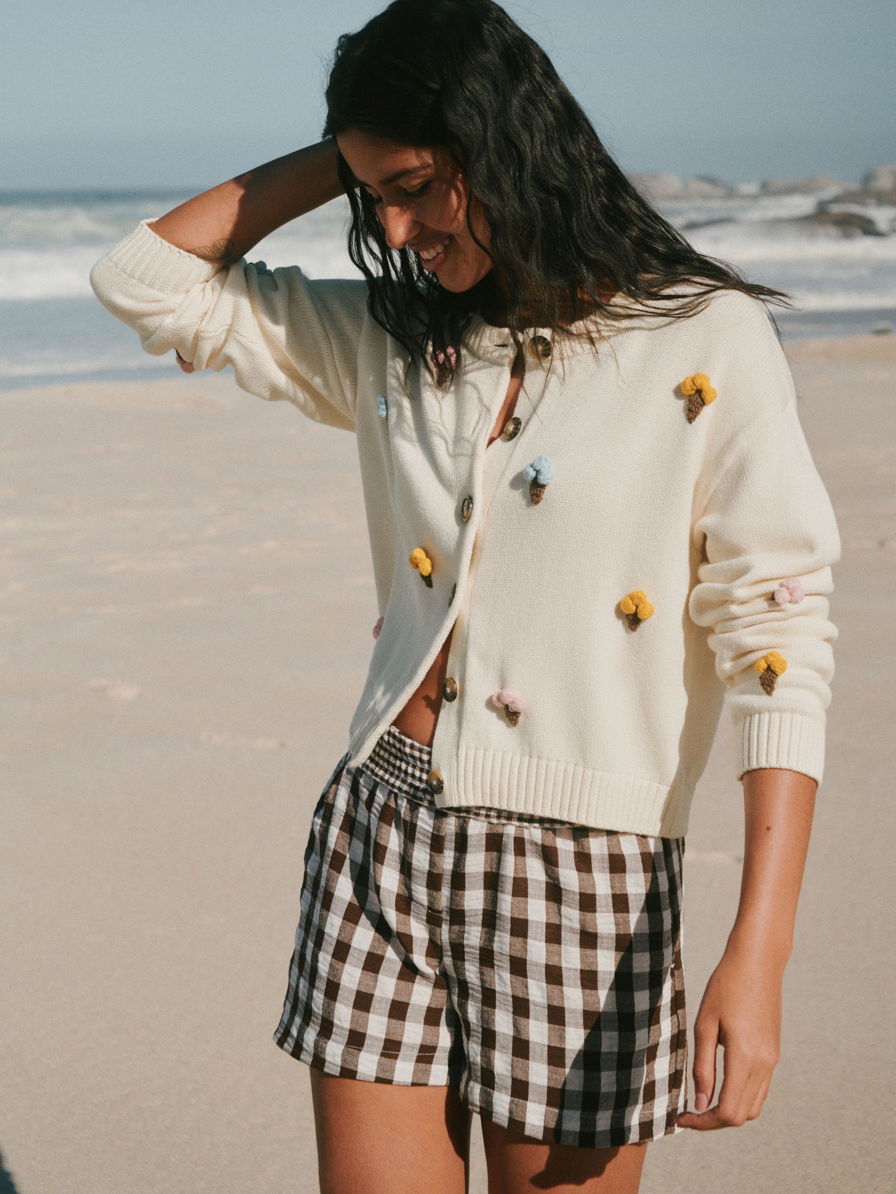 Buy Ecru Ice Creams Cotton Crew Neck Cardigan from Next USA