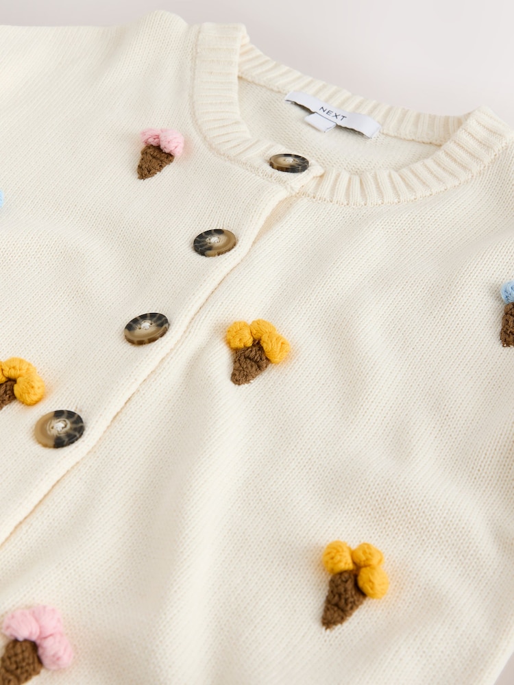 Ecru Ice Creams Cotton Crew Neck Cardigan - Image 3 of 3
