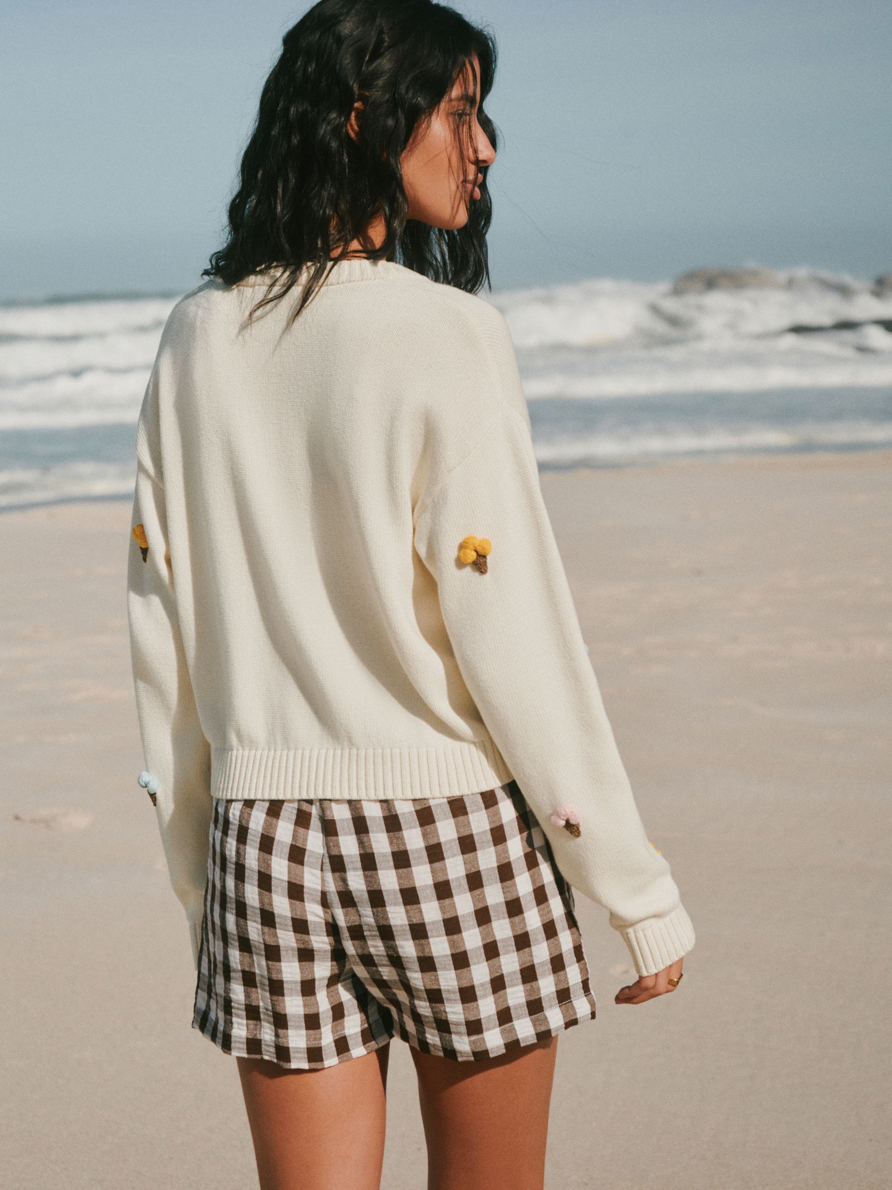 Buy Ecru Ice Creams Cotton Crew Neck Cardigan from Next USA