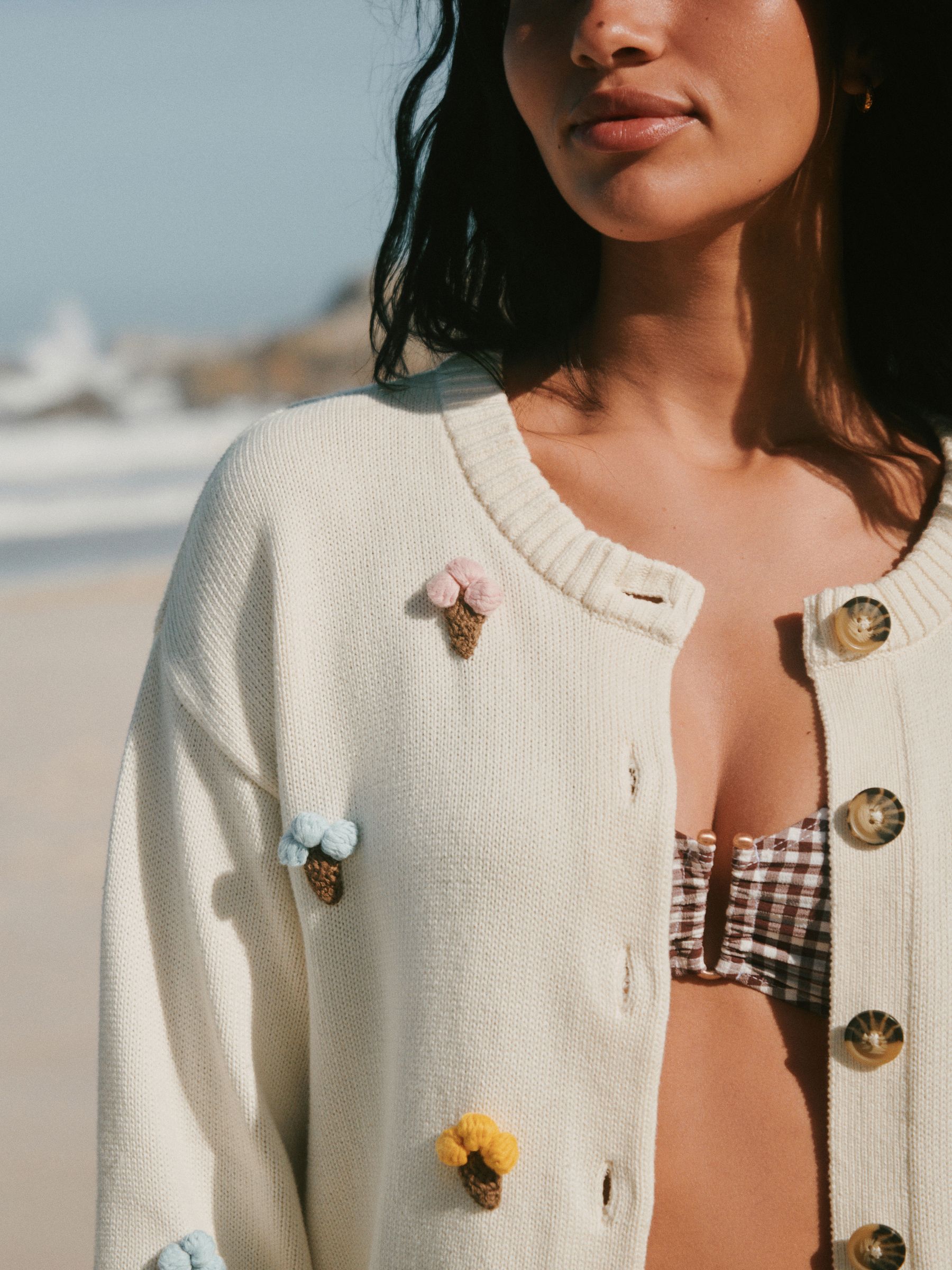 Buy Ecru Ice Creams Cotton Crew Neck Cardigan from Next USA