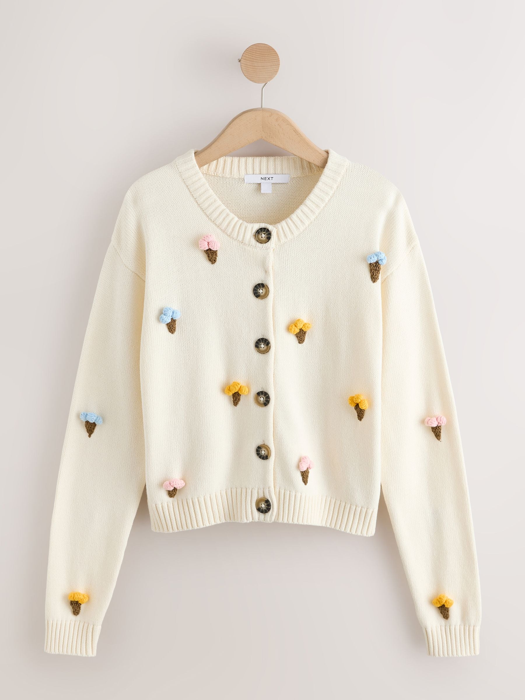 na.e ナエ　Crew Neck Cardigan Buy Ecru Ice Creams Cotton Crew Neck Cardigan from the Next UK