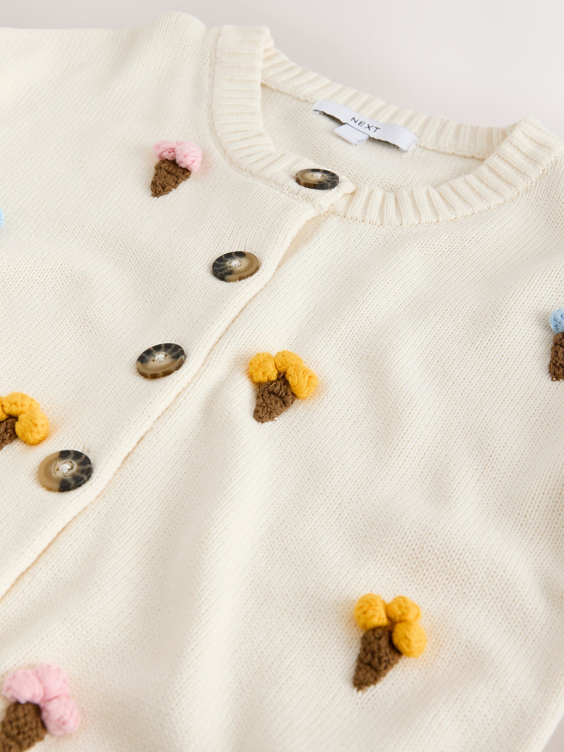 Buy Ecru Ice Creams Cotton Crew Neck Cardigan from Next USA