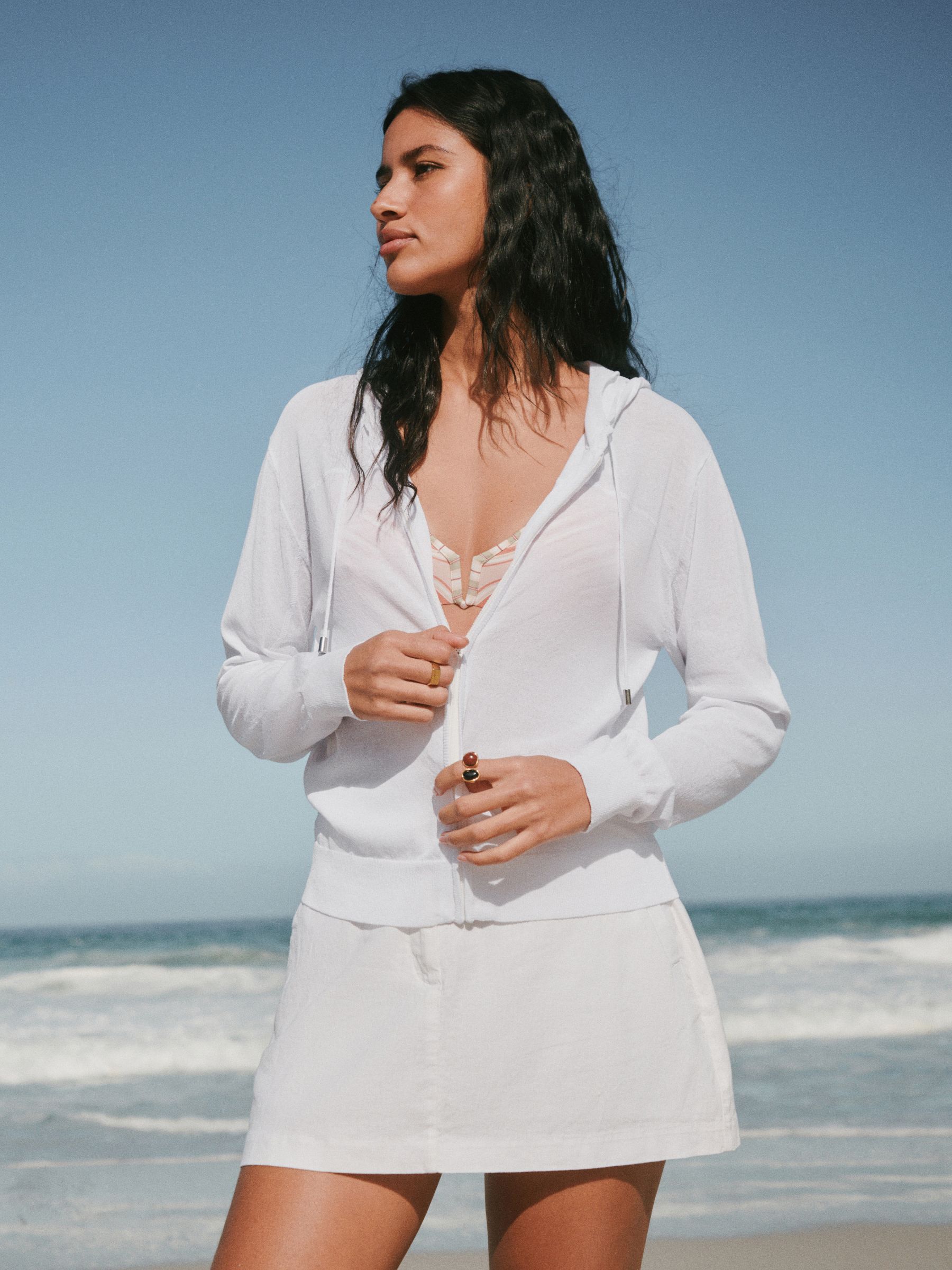 Buy White Lightweight Sheer Knit Zip Up Hooded Cardigan from Next USA