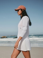 Weiß - Leichte, transparente Strickjacke mit Reißverschluss und Kapuze - Bild 4 von 9