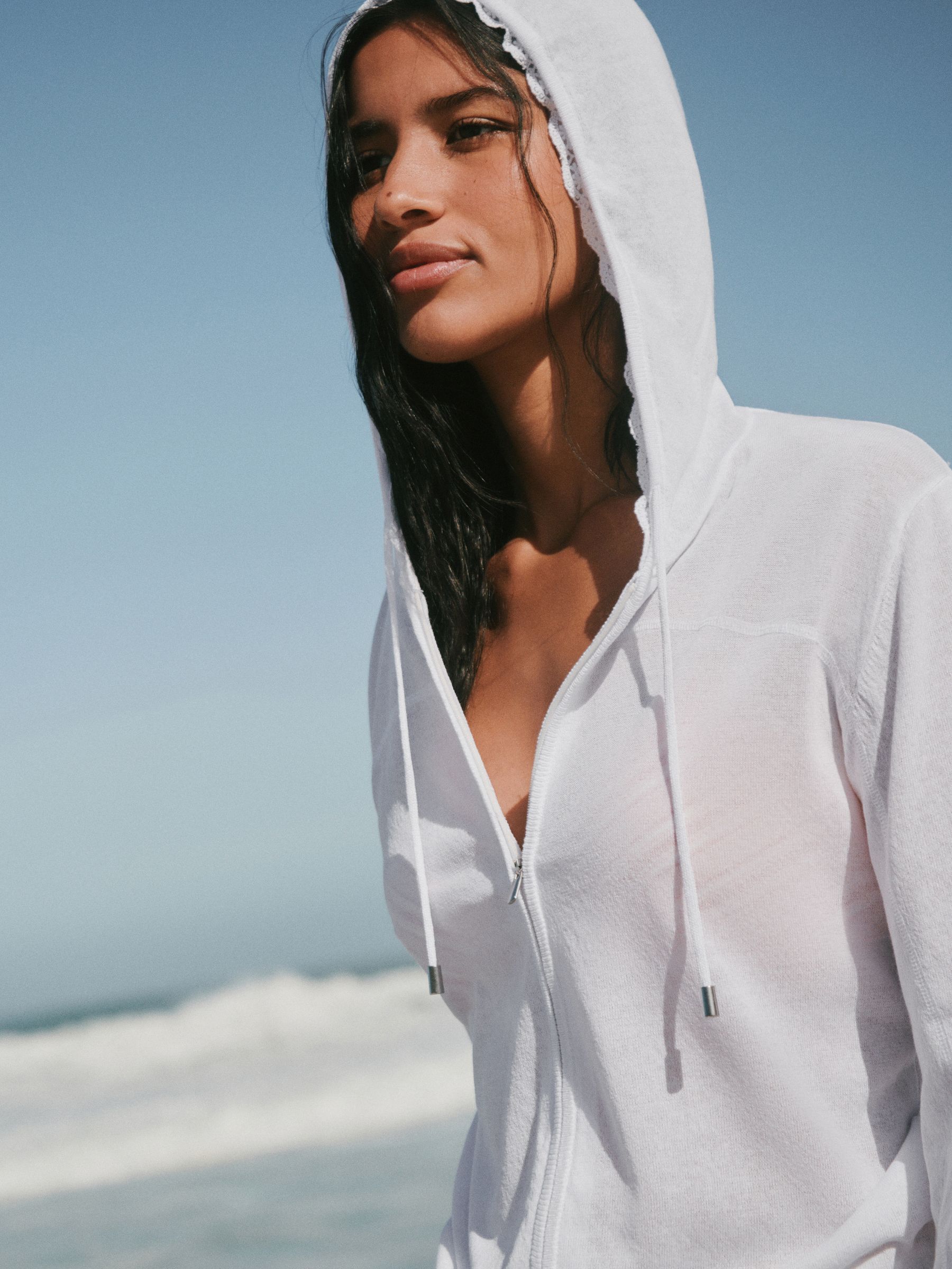 トップス SHEER HOODED KNIT CARDIGAN Buy White Lightweight Sheer Knit Zip Up Hooded Cardigan from Next USA
