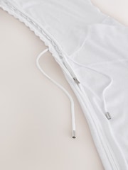 Weiß - Leichte, transparente Strickjacke mit Reißverschluss und Kapuze - Bild 9 von 9