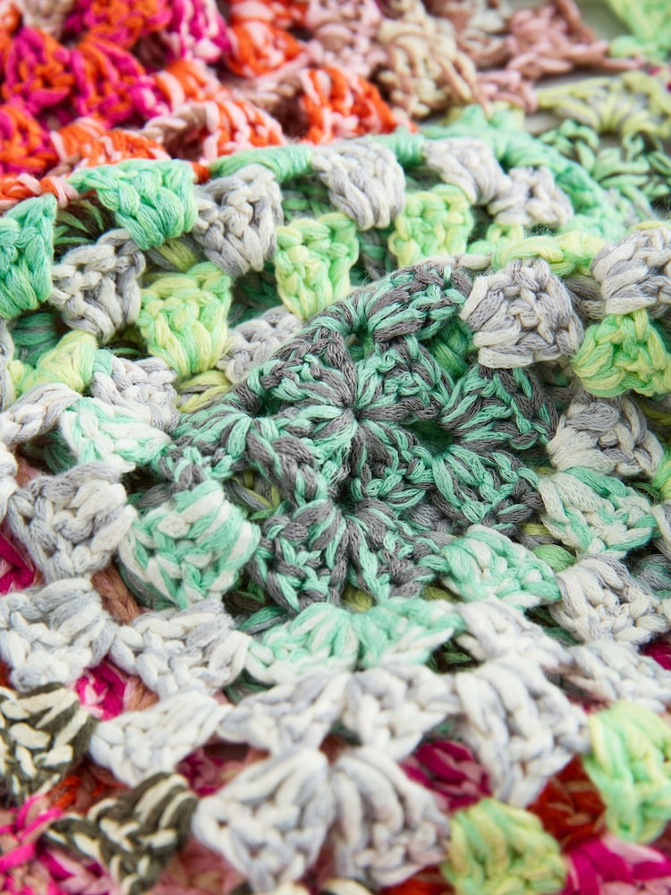 Multi Pink/Green Hand Knit Long Sleeve Crochet Cardigan - Image 7 of 7