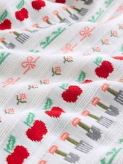 Ecru Fruit and Vegetable Pattern Cotton Rich Soft Touch Knitted Polo Top - Image 6 of 7