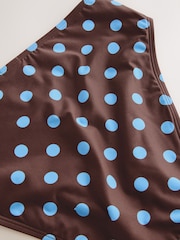 Chocolate Brown/ Blue Spot High Waist High Leg Bikini Bottoms - Image 7 of 7