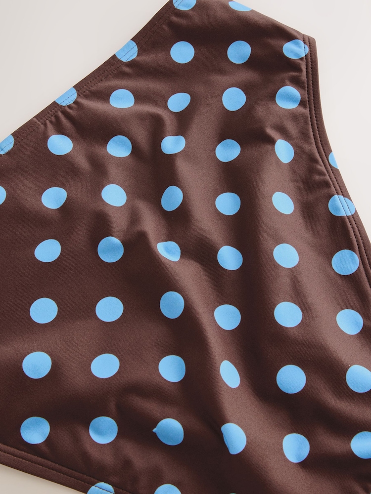 Chocolate Brown/ Blue Spot High Waist High Leg Bikini Bottoms - Image 7 of 7 Chocolate Brown/ Blue Spot High Waist High Leg Bikini Bottoms - Image 7 of 7