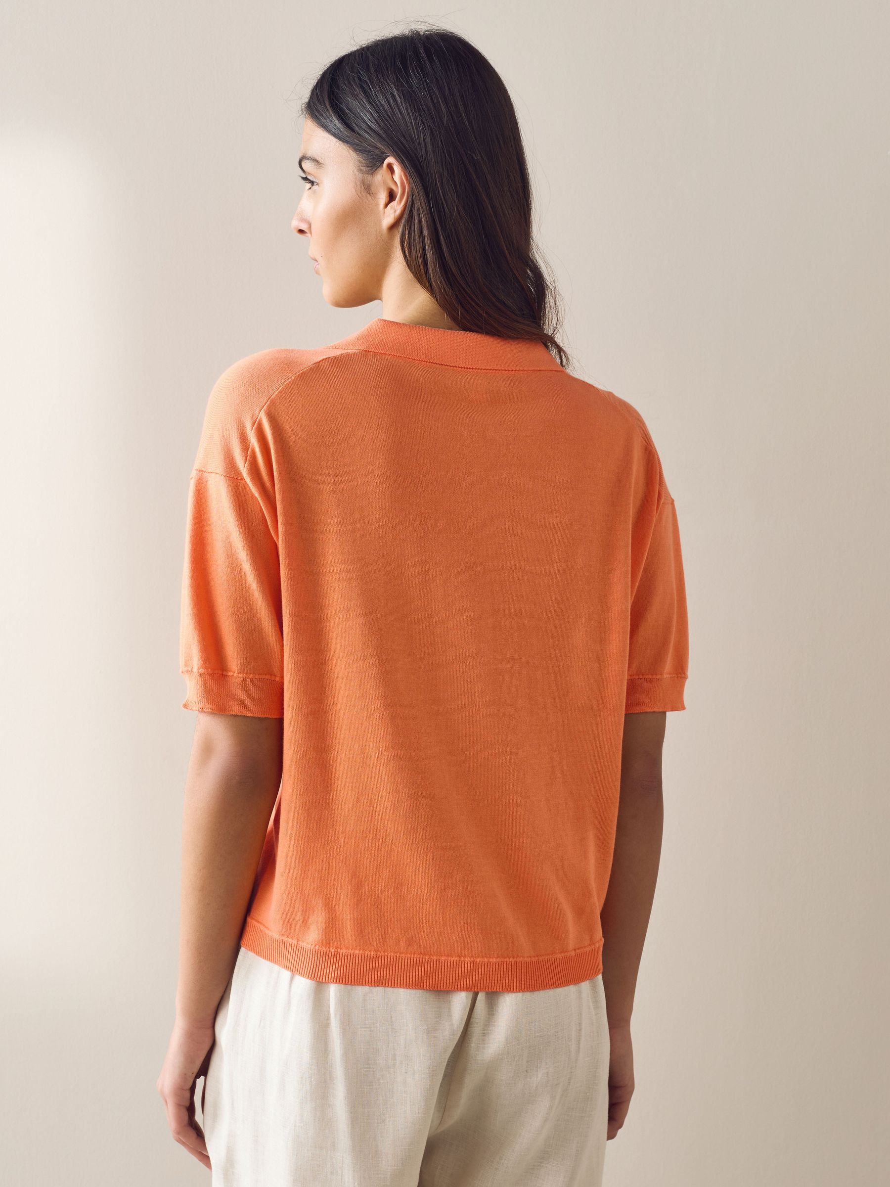 Buy Orange Cotton Rich Soft Touch Knitted Polo Top from Next Israel