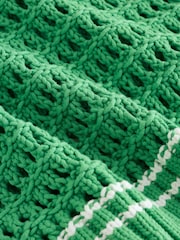 Leuchtend Grün/Zierstreifen - Cotton Rich V-Neck Mesh Knitted Jumper - Bild 2 von 3