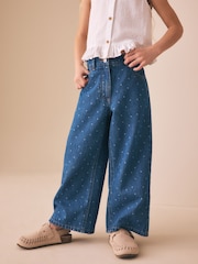 Mid Blue Spot - ওয়াইড লেগ জিন্স (3-16বছর) - 9এর মধ্যে 1 ছবি