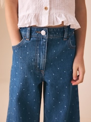 Mid Blue Spot - ওয়াইড লেগ জিন্স (3-16বছর) - 9এর মধ্যে 4 ছবি