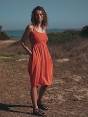 Red Embroidery Jersey Midi Summer Dress - Image 1 of 4