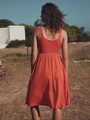Red Embroidery Jersey Midi Summer Dress - Image 3 of 4