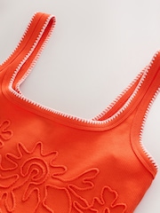 أحمر مطرز - فستان صيفي متوسط الطول من الجيرسيه - صورة 6 من 8