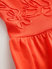 أحمر مطرز - فستان صيفي متوسط الطول من الجيرسيه - صورة 7 من 8