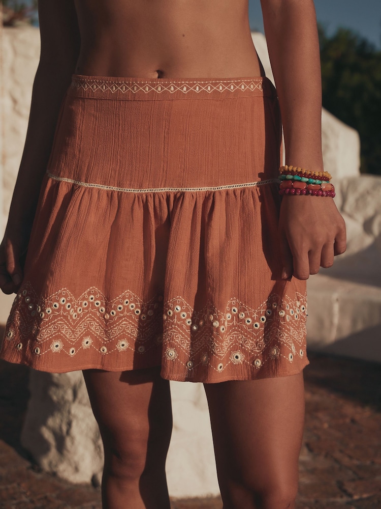 Rust Orange Rara Mini Skirt - Image 1 of 4 Rust Orange Rara Mini Skirt - Image 1 of 4