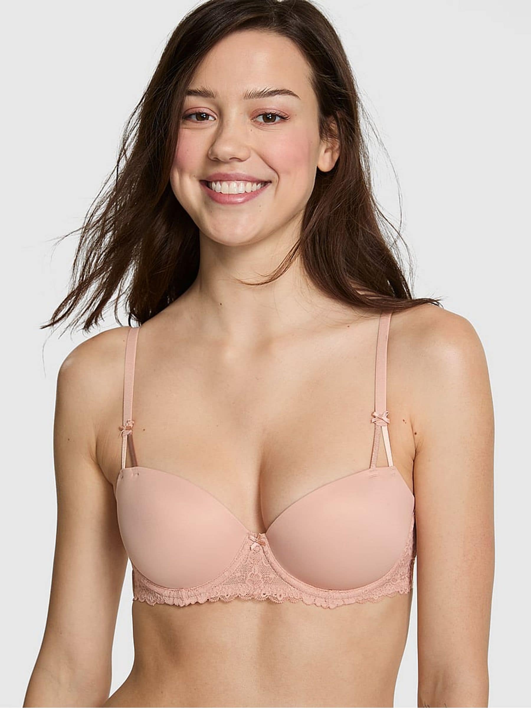 Victoria's Secret PINK Macron Nude Lightly Lined Lace Smooth Cup Lightly Lined Balcony Bra