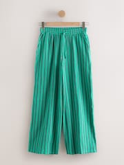 Teal Blue Stripe Wide Leg Pull On Trousers - Image 1 of 3