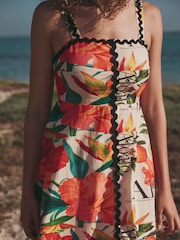 Crveni tropski print - Mini haljina - Slika 4 od 9