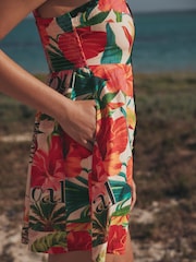 Crveni tropski print - Mini haljina - Slika 5 od 9