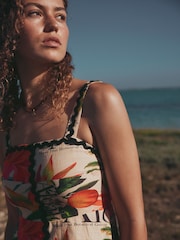 Crveni tropski print - Mini haljina - Slika 6 od 9