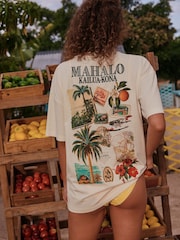 Ecru Graphic Print Beach T-Shirt - Image 1 of 4