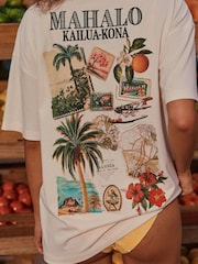 Ecru Graphic Print Beach T-Shirt - Image 3 of 4