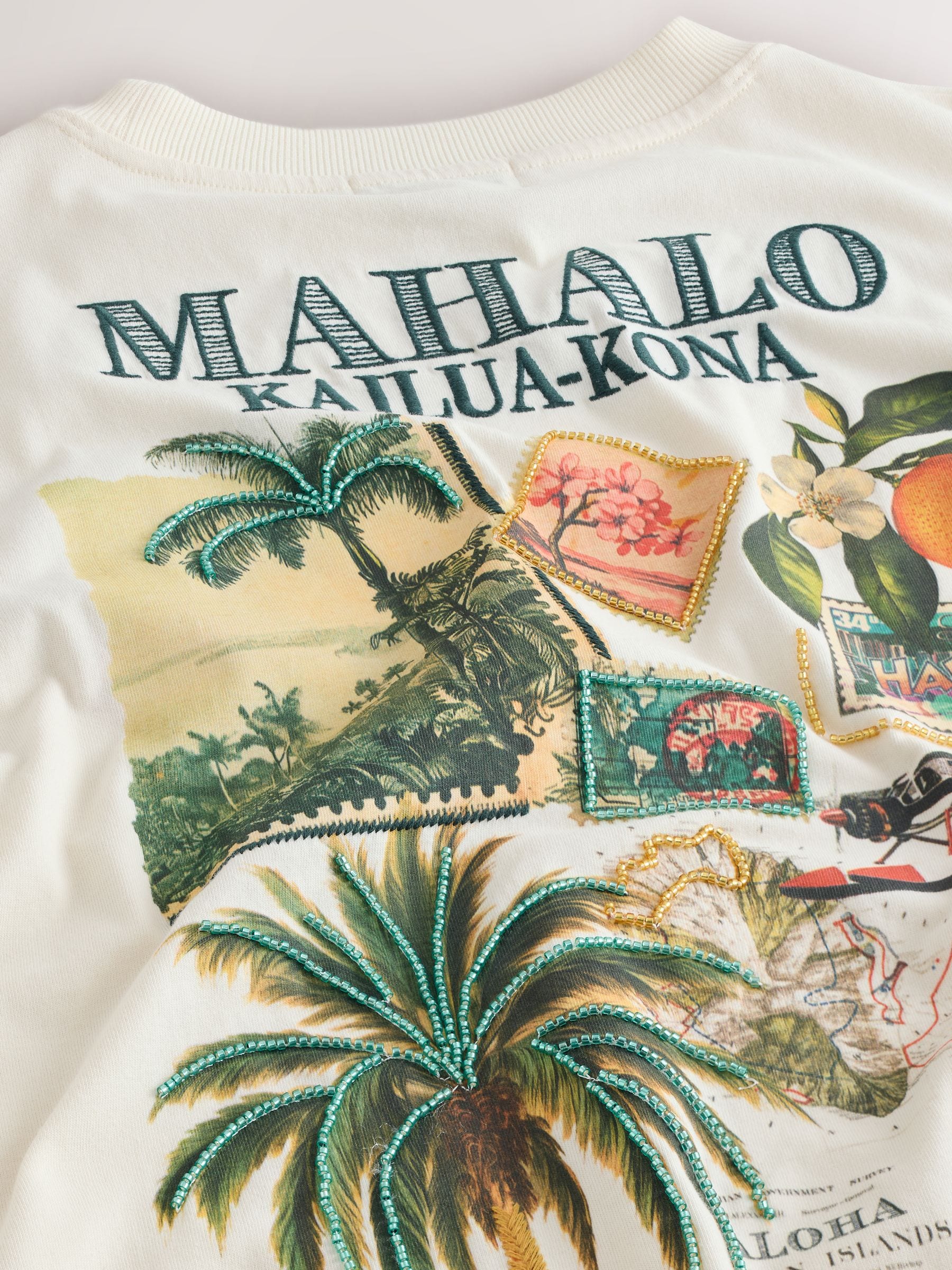 Buy Ecru Palm Tree Graphic Print Beach T-Shirt from Next USA