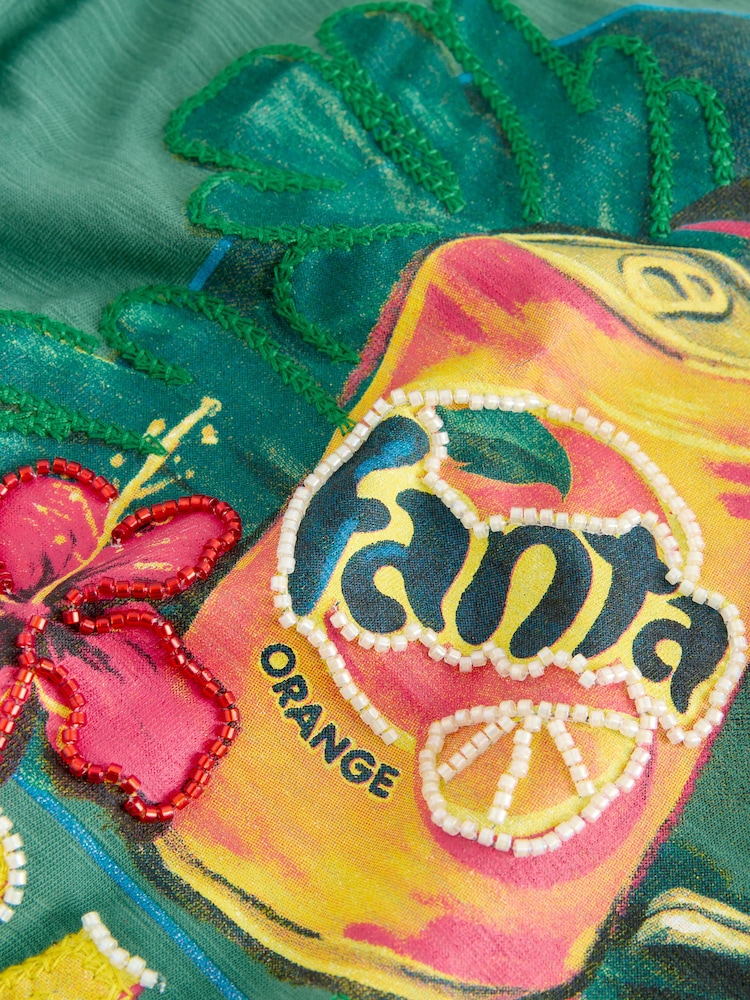 Zeleno - Fanta grafička midi haljina bez rukava - Slika 8 od 8