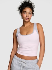 Victoria's Secret Pink Pink Tulip and Grey Cotton Double Layer Tank Top - Image 1 of 3
