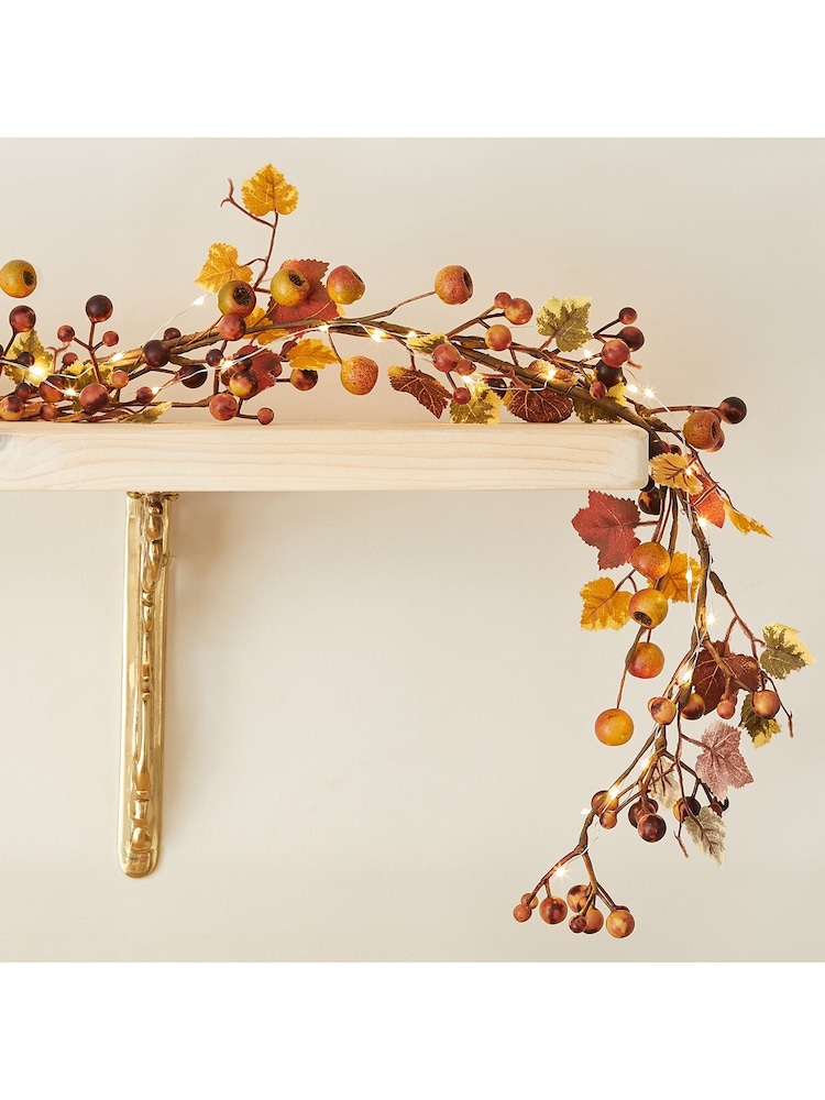 Lights4fun 1.5m Pre Lit Berry Autumn Garland - Image 1 of 5 Lights4fun 1.5m Pre Lit Berry Autumn Garland - Image 1 of 5