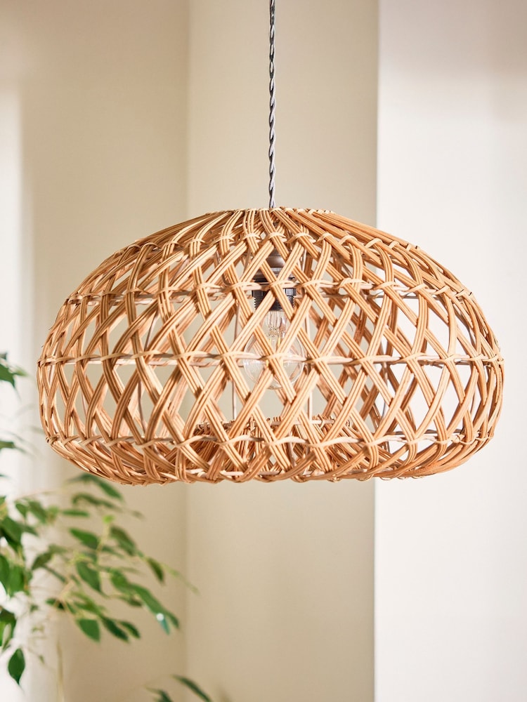 Dibor Natural Easy Fit Rattan Basket Weave Ceiling Shade - Image 1 of 4