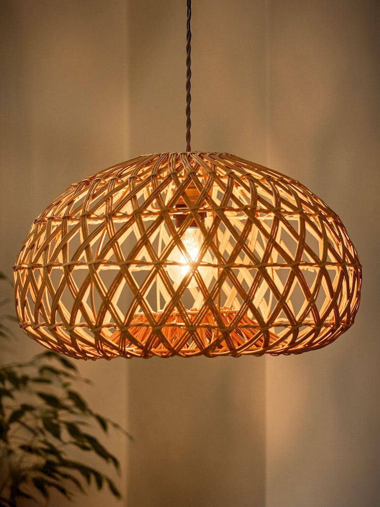 Dibor Natural Easy Fit Rattan Basket Weave Ceiling Shade - Image 2 of 4