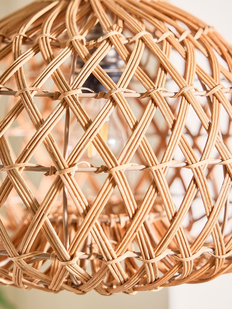 Dibor Natural Easy Fit Rattan Basket Weave Ceiling Shade - Image 4 of 4