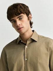 Navy/ Neutral Brown Regular Fit Cotton Linen Blend Short Sleeve Smart Shirts 2 Pack - Image 12 of 12