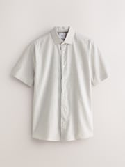 Seafoam Green/ Neutral Stripe Regular Fit Cotton Linen Blend Short Sleeve Smart Shirts 2 Pack - Image 3 of 10