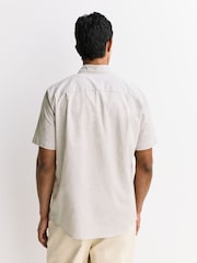 Seafoam Green/ Neutral Stripe Regular Fit Cotton Linen Blend Short Sleeve Smart Shirts 2 Pack - Image 7 of 10