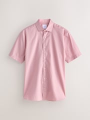 Pink/ Blue Stripe Regular Fit Cotton Linen Blend Short Sleeve Smart Shirts 2 Pack - Image 2 of 10
