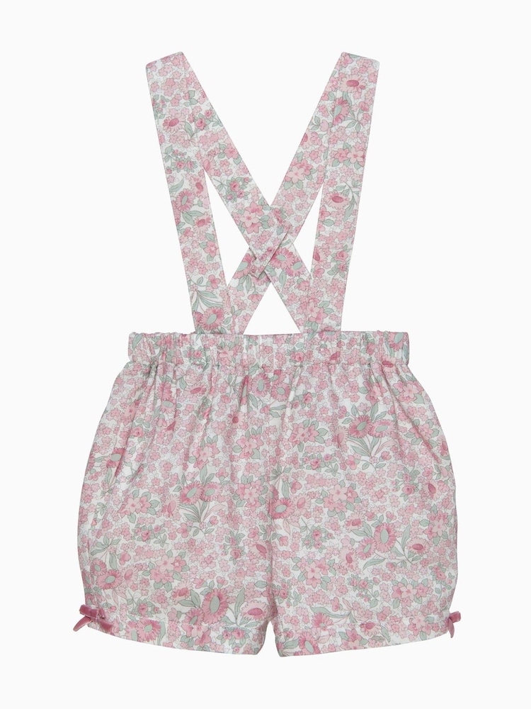 Trotters London Pink Arabella Floral Bloomers & Braces Shorts - Image 1 of 2